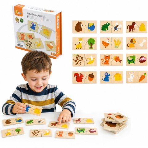 Viga Toys VIGA Drewniane Puzzle Nakarm Zwierzątko Co jedzą Zwierzęta Układanka