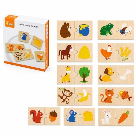 Viga Toys VIGA Drewniane Puzzle Nakarm Zwierzątko Co jedzą Zwierzęta Układanka