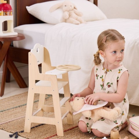 Viga Toys VIGA PolarB Krzesełko do Karmienia dla Lalek Białe Drewniane
