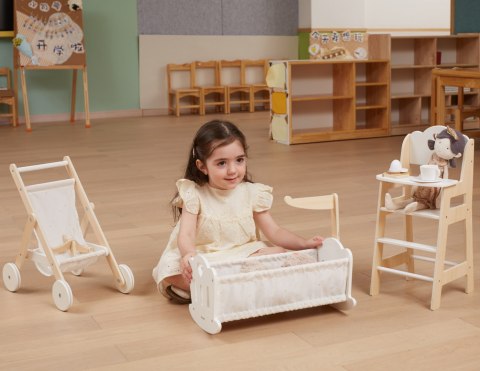 Viga Toys VIGA PolarB Krzesełko do Karmienia dla Lalek Białe Drewniane