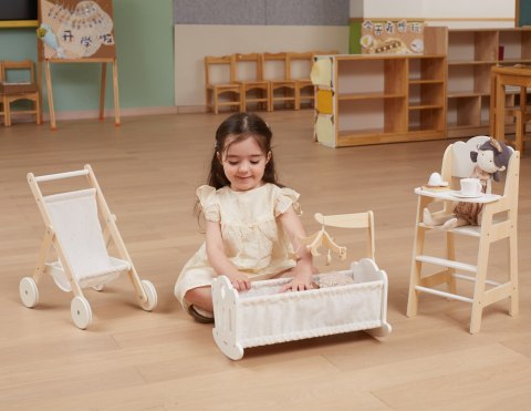 Viga Toys VIGA PolarB Krzesełko do Karmienia dla Lalek Białe Drewniane