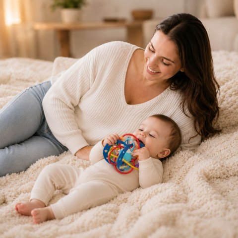Woopie Baby WOOPIE BABY Zabawka Sensoryczna 2w1 Gryzak Grzechotka Montessori