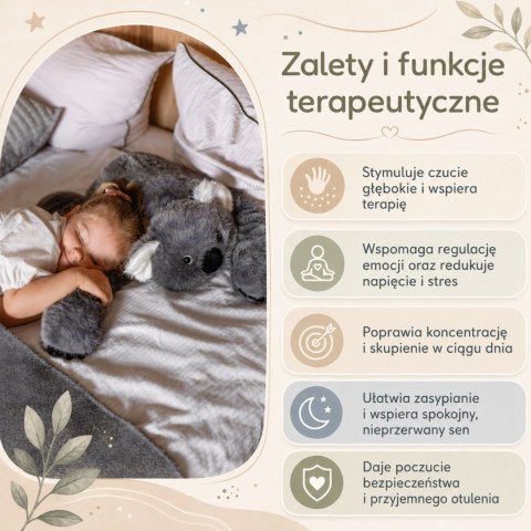 WOOPIE Pluszak Obciążeniowy Koala Antystresowy Sensoryczny Ciężkomiś Przytulanka 65cm 1500g