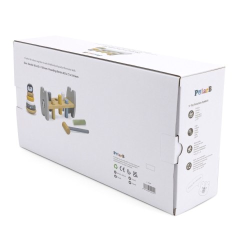 Viga Toys VIGA PolarB Zestaw Drewniana Piramidka + Przebijanka z Młoteczkiem Pingwinek Montessori