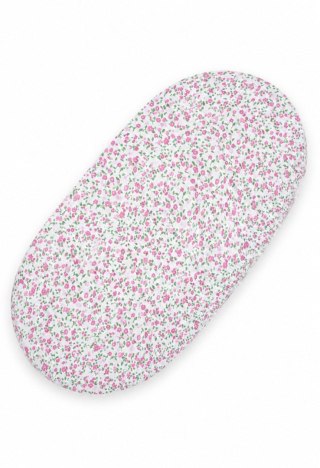 Prześcieradło bawełniane do wózka gondoli kosza Mojżesza Boho 75x35 cm - łączka różowa