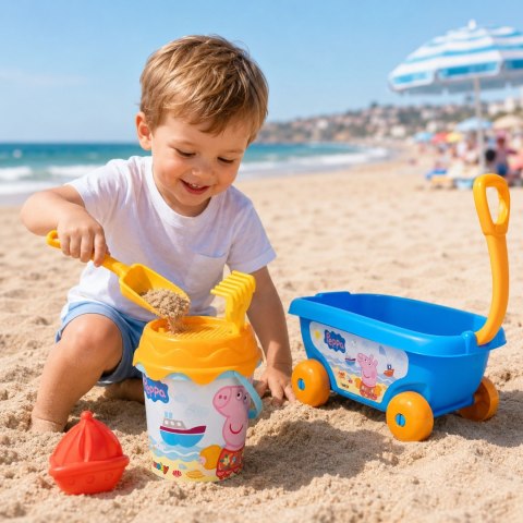 Smoby SMOBY Wózek z Wiaderkiem i Akcesoriami do Piasku Świnka Peppa