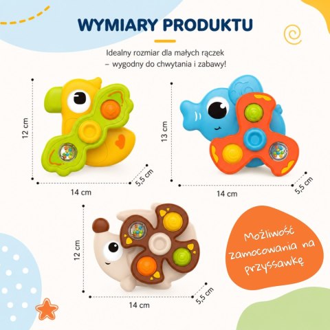 WOOPIE BABY Bączki Spinery Sensoryczne Przyssawki Zwierzątka 3 el.