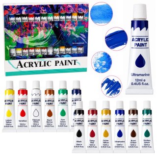 Zestaw Do Malowania Farby Akrylowe Artystyczne 24 Kolory 12 ml