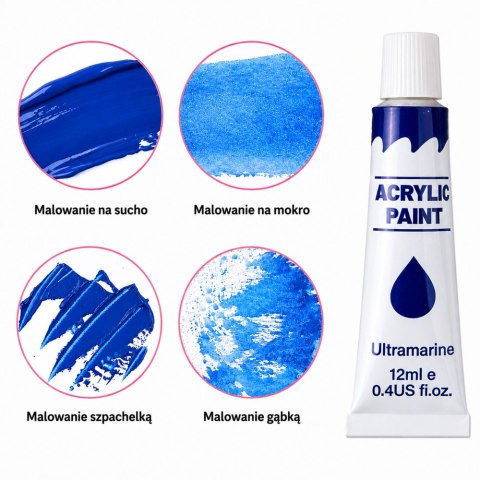 Zestaw Do Malowania Farby Akrylowe Artystyczne 24 Kolory 12 ml