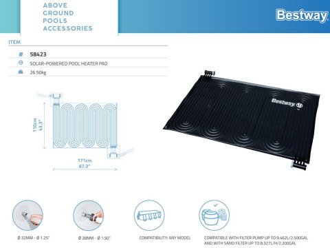 Mata solarna grzewcza do basenu 170 x 110cm Bestway 58423