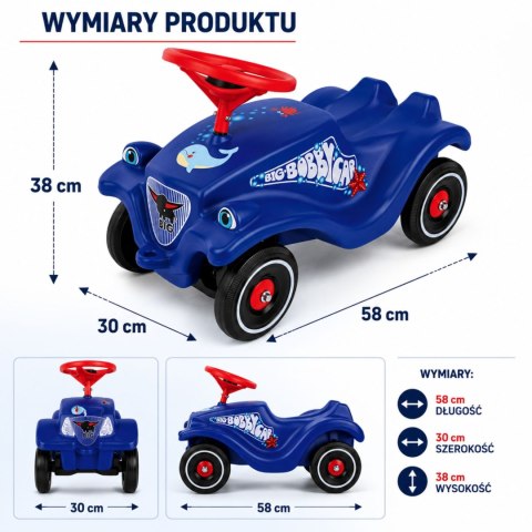 Big BIG Klasyczny Jeździk Bobby Car z Rysunkiem Delfinka