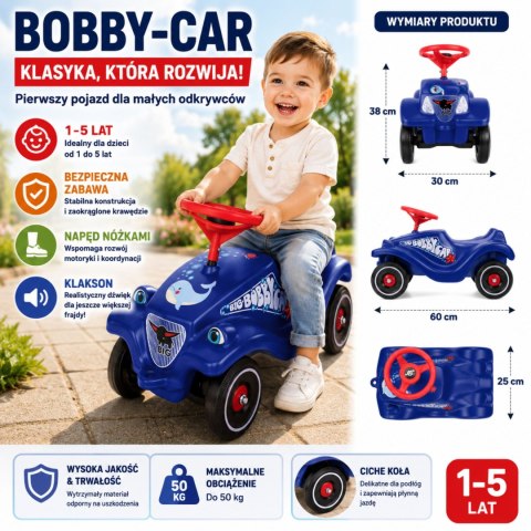 Big BIG Klasyczny Jeździk Bobby Car z Rysunkiem Delfinka