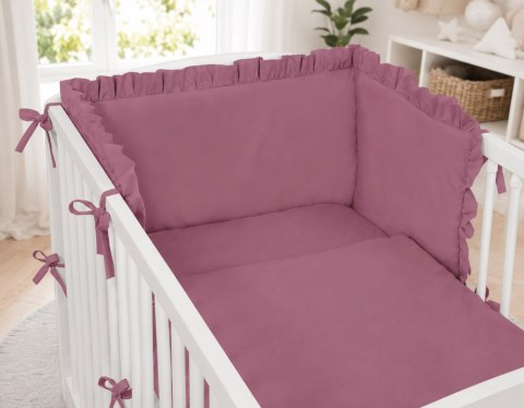 Uniwersalny ochraniacz z falbanką do łóżeczka niemowlęcego - róż retro My Sweet Baby