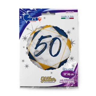 Balon Foliowy 50 urodziny, marmur granat, 46 cm