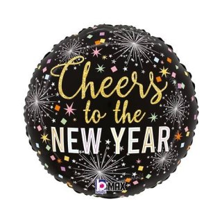 Balon foliowy Nowy Rok, Sylwester, "Cheers To New Year Party", 46cm, Grabo