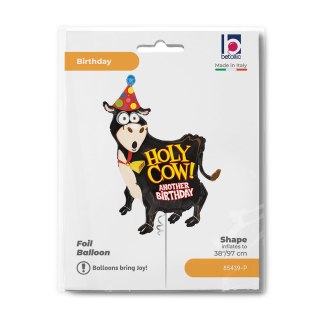 Balon foliowy urodzinowy krowa Holy Cow Birthday 93cm