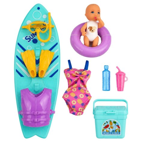 Lalki Anlily Rodzina Surferzy Dzieci Akcesoria Wakacyjne Wodne Zestaw
