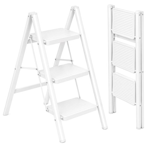Drabinka 3-stopniowa metalowa EASYSTEP składana WHITE