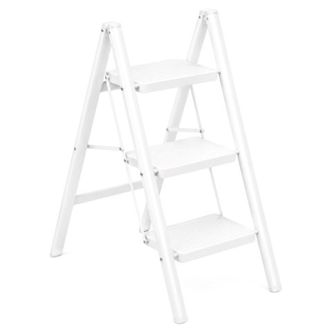 Drabinka 3-stopniowa metalowa EASYSTEP składana WHITE