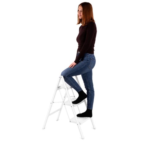 Drabinka 3-stopniowa metalowa EASYSTEP składana WHITE