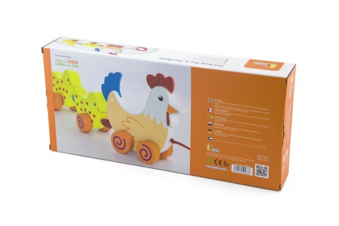 Viga Toys VIGA Zestaw do ciągnięcia Kurka z kurczakami 36 cm