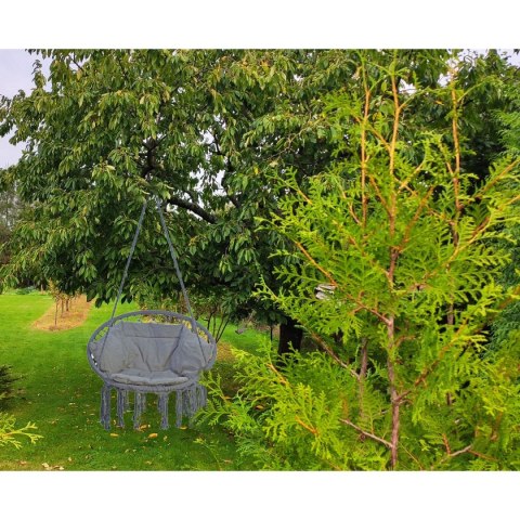 HAMAK AŻUROWY FOTEL WISZĄCY 80X60CM LUXE Z PODUSZKĄ SZARY