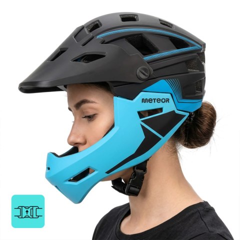 Kask rowerowy full-face Meteor Hydra L 58-61 cm czarny/niebieski