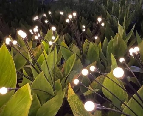 LAMPA SOLARNA TAŃCZĄCE NA WIETRZE KULECZKI BIAŁE 6 LED 72CM