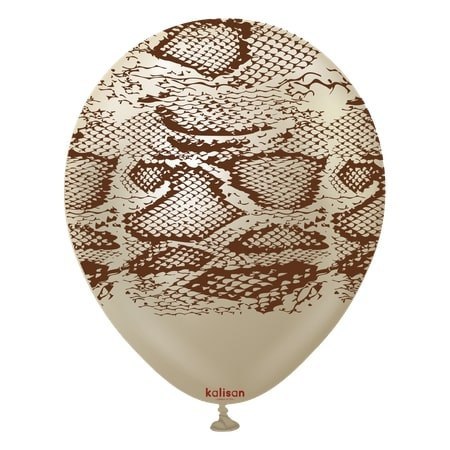 Balony lateksowe Safari Snake Mirror White Gold, wąż, 30 cm, 25 szt.