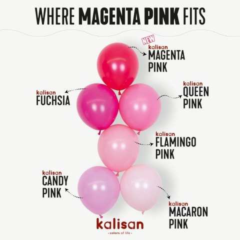 Balony lateksowe Standard Magenta Pink Kalisan, fuksja, 12cm, 50 szt.