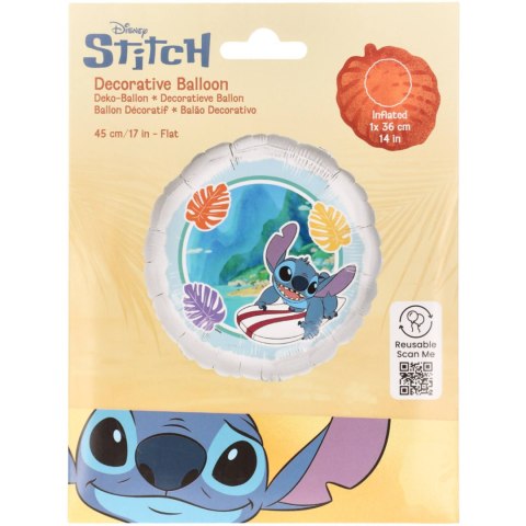 Balon foliowy, Stitch Surfer, Disney Stitch, 45cm