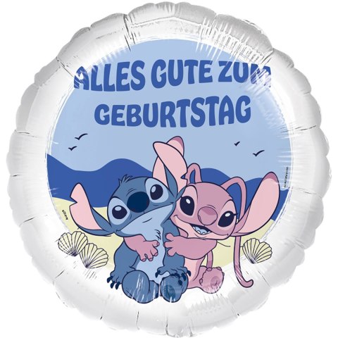 Balon foliowy, Stitch i Angel, Stitch Alles Gute zum Geburtstag, 45cm