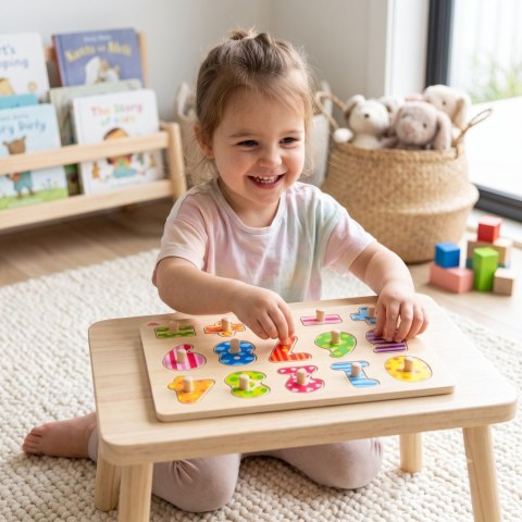 TOOKY TOY Drewniane Puzzle Nauka Liczenia Układanka Z Pinezkami Cyferki