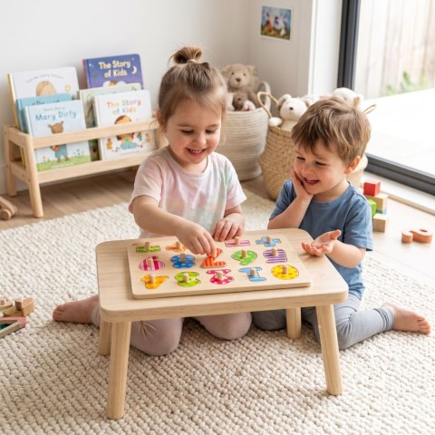 TOOKY TOY Drewniane Puzzle Nauka Liczenia Układanka Z Pinezkami Cyferki