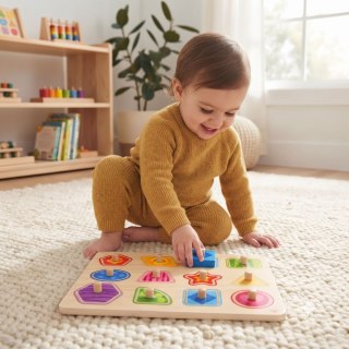 TOOKY TOY Puzzle Układanka Montessori Nauka Kształtów z Pinezkami