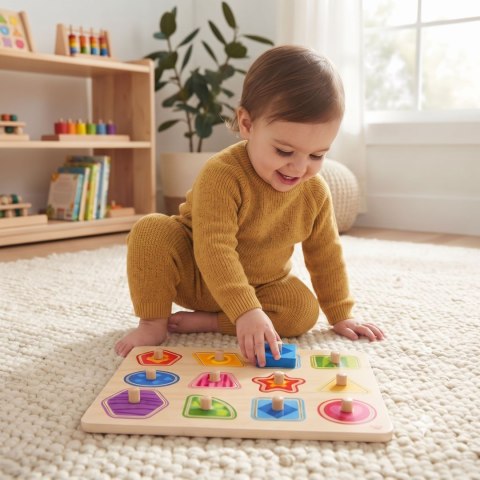 TOOKY TOY Puzzle Układanka Montessori Nauka Kształtów z Pinezkami