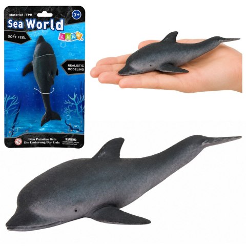 Gumowa Figurka Delfin Morski Miękka Realistyczna TPR Ciemnoszary 17,5 cm