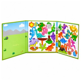 Książeczka Magnetyczna Układanka Puzzle Dinozaury Kolorowe Magnesy 30 el.