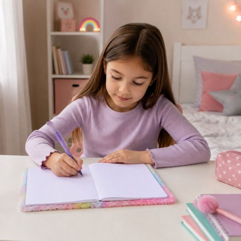 Pluszowy Miękki Notes Pamiętnik Z Kotkiem Kłódka Kluczyki Czyste Kartki