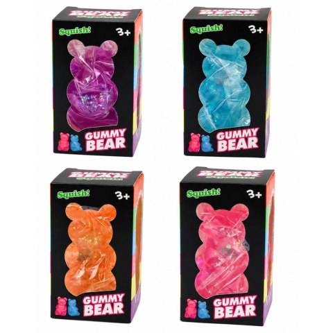 Świecący Gniotek Miś Brokatowy LED Squishy Antystresowy 6,5 cm