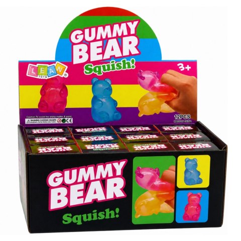 Świecący Gniotek Miś Brokatowy LED Squishy Antystresowy 6,5 cm